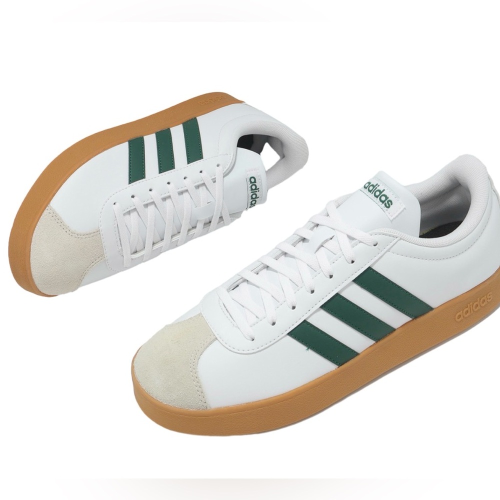 NWT White and Green Adidas Sneakers Size 10 VL Court Base No Box